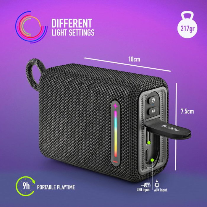 NGS Roller Furia 1 Altavoz Bluetooth con luces RGB, 15W, Negro NGS Roller Furia 1 Altavoz Bluetooth con luces RGB, 15W, Negro